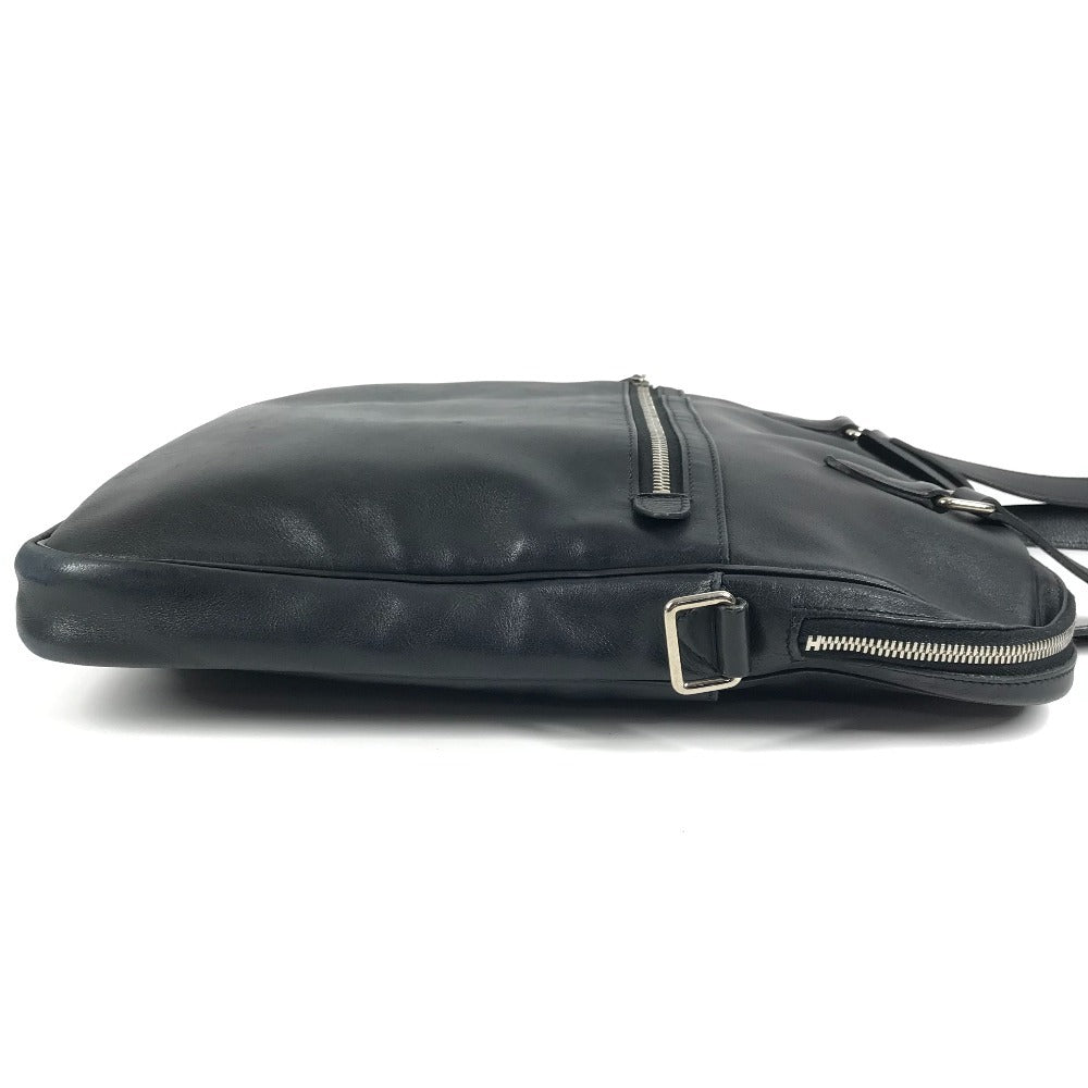 HERMES Vintage Logo Handbag Tote Bag Shoulder Bag Business Bag Document Bag Leather Unisex Black