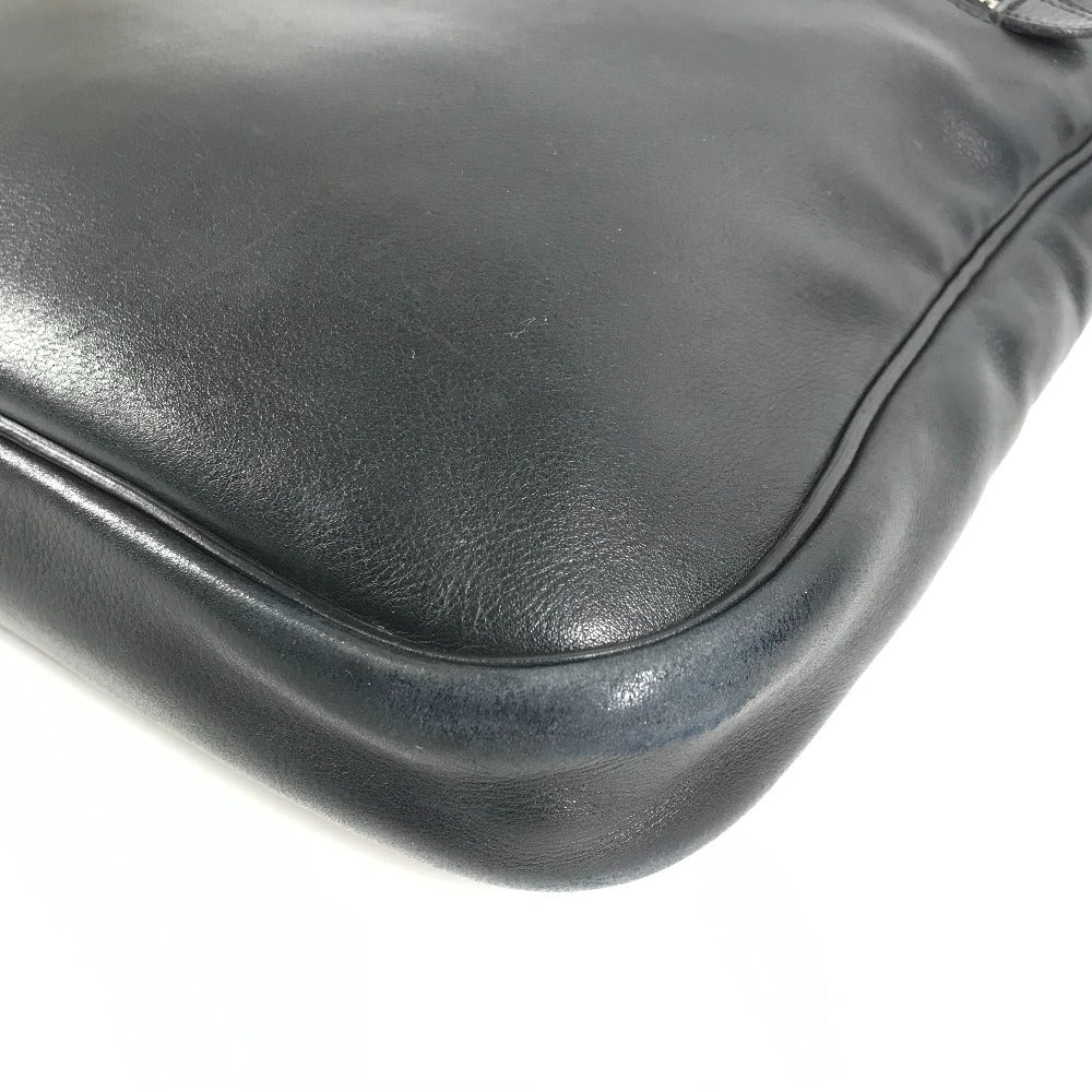 HERMES Vintage Logo Handbag Tote Bag Shoulder Bag Business Bag Document Bag Leather Unisex Black