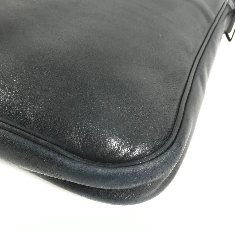 HERMES Vintage Logo Handbag Tote Bag Shoulder Bag Business Bag Document Bag Leather Unisex Black