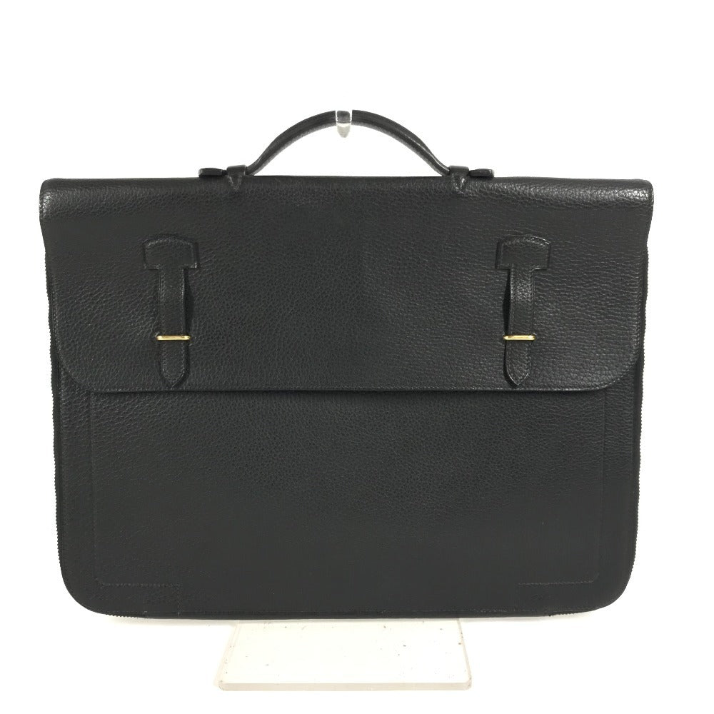 HERMES Vintage Serviette Bag Tote Bag Document Bag Handbag Business Bag Leather Unisex Black