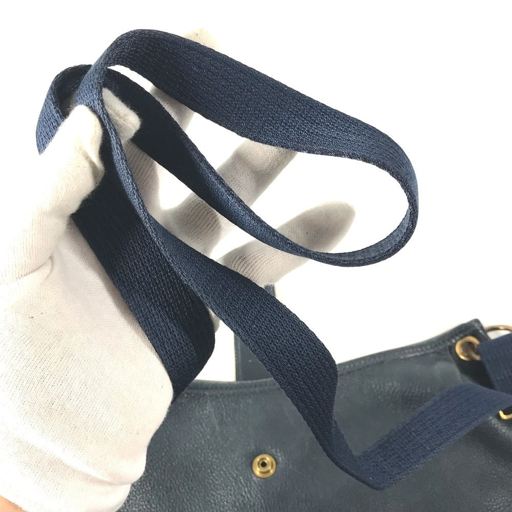 HERMES Vintage Rodeo de Logo Bag Crossbody Shoulder Bag Leather Unisex Navy