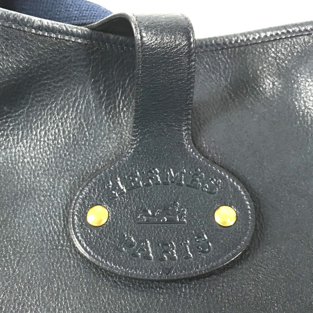 HERMES Vintage Rodeo de Logo Bag Crossbody Shoulder Bag Leather Unisex Navy