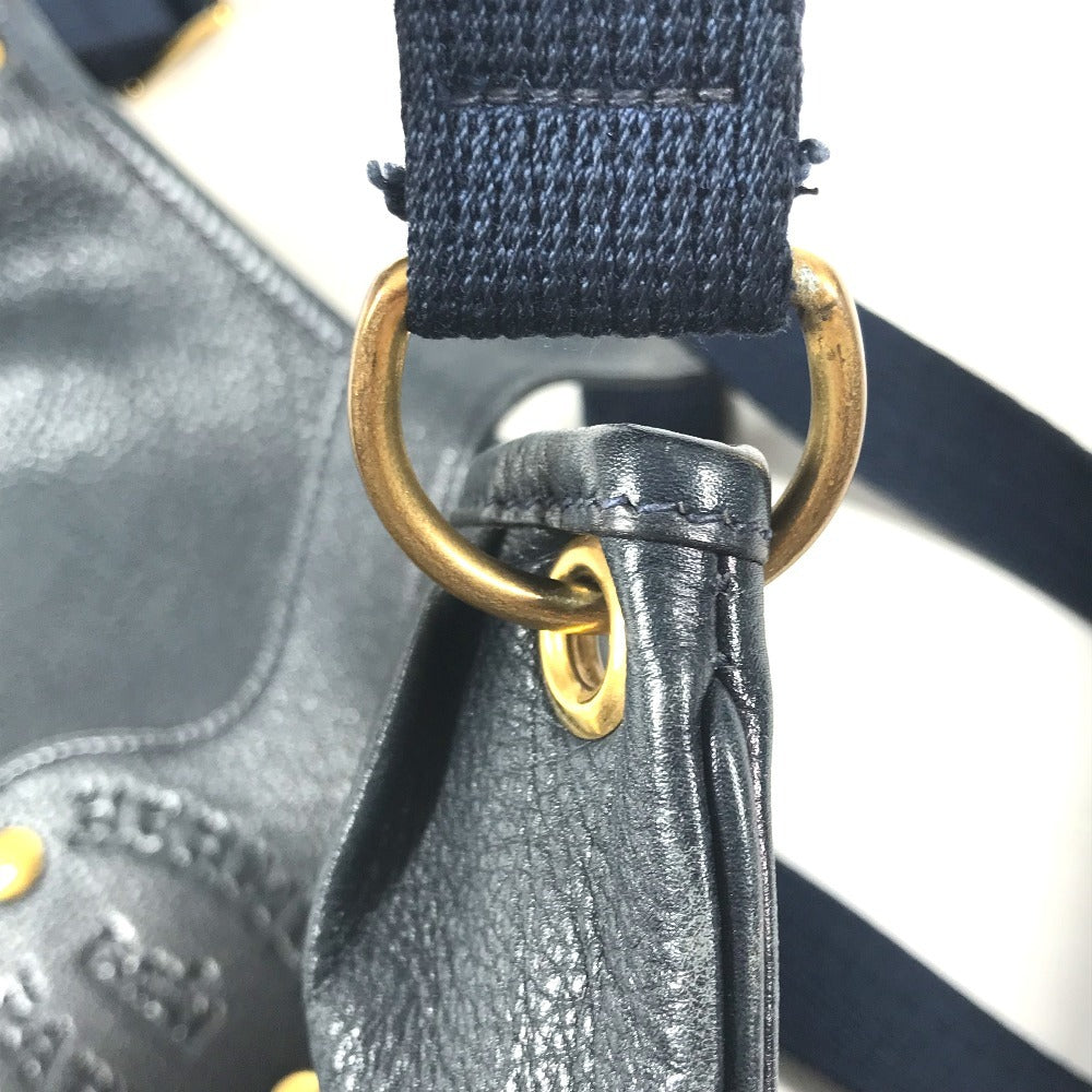 HERMES Vintage Rodeo de Logo Bag Crossbody Shoulder Bag Leather Unisex Navy