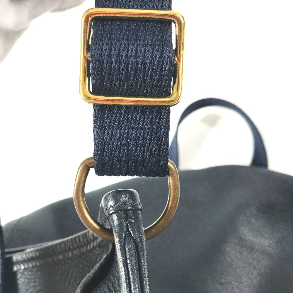 HERMES Vintage Rodeo de Logo Bag Crossbody Shoulder Bag Leather Unisex Navy