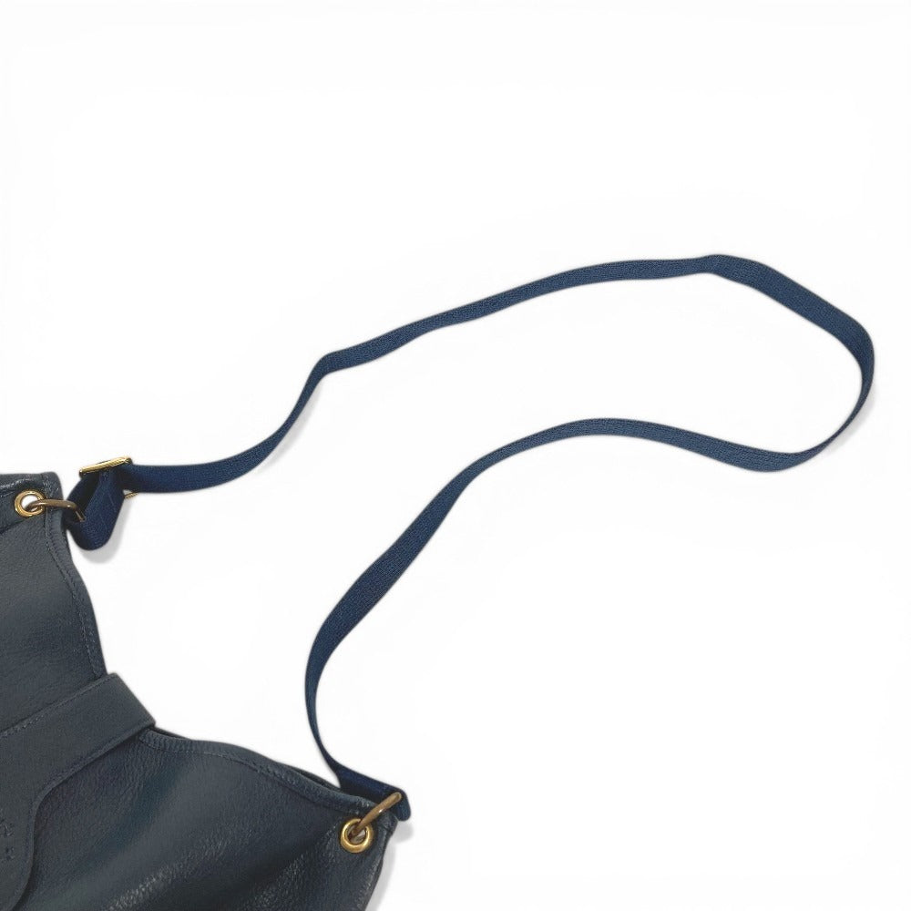 HERMES Vintage Rodeo de Logo Bag Crossbody Shoulder Bag Leather Unisex Navy