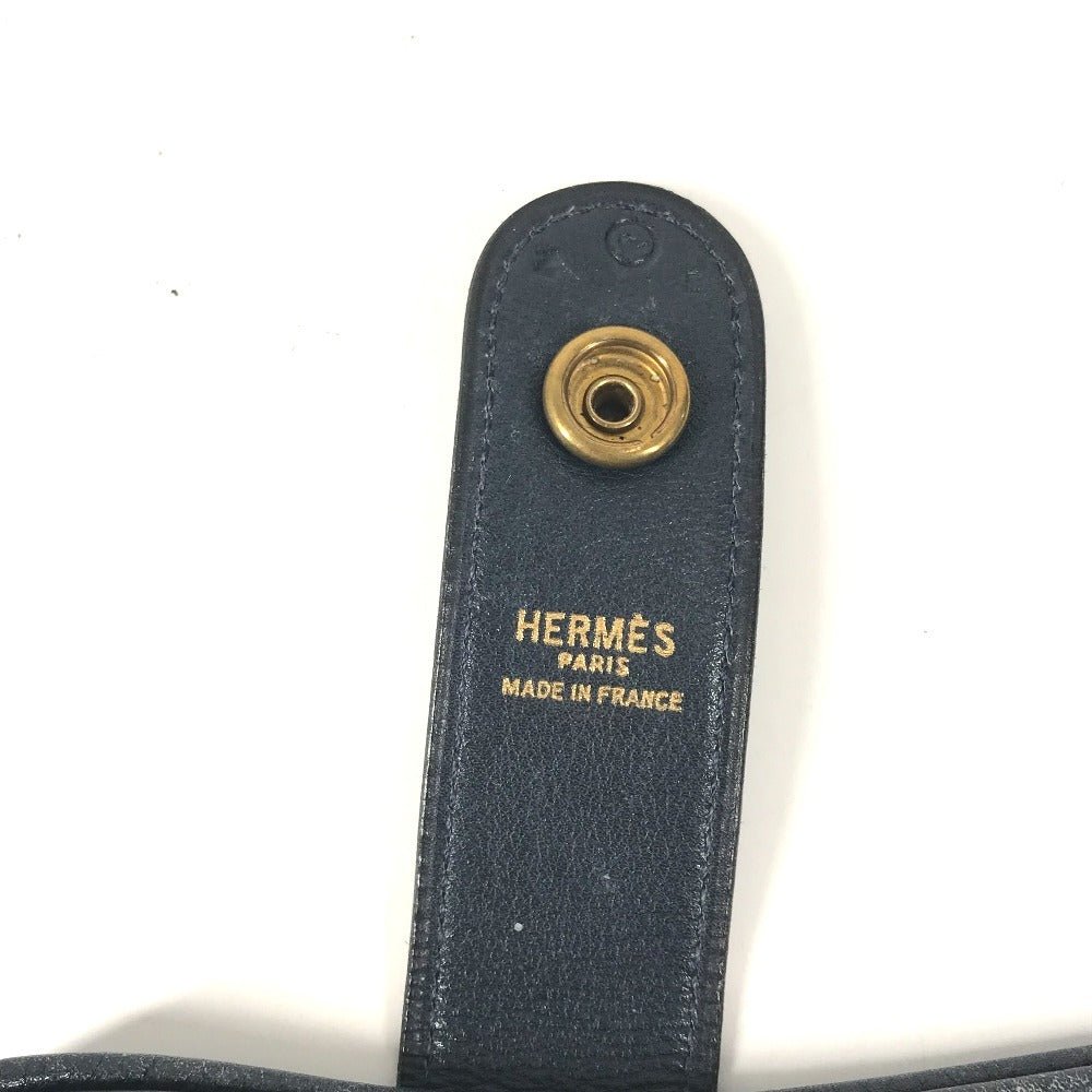HERMES Vintage Rodeo de Logo Bag Crossbody Shoulder Bag Leather Unisex Navy