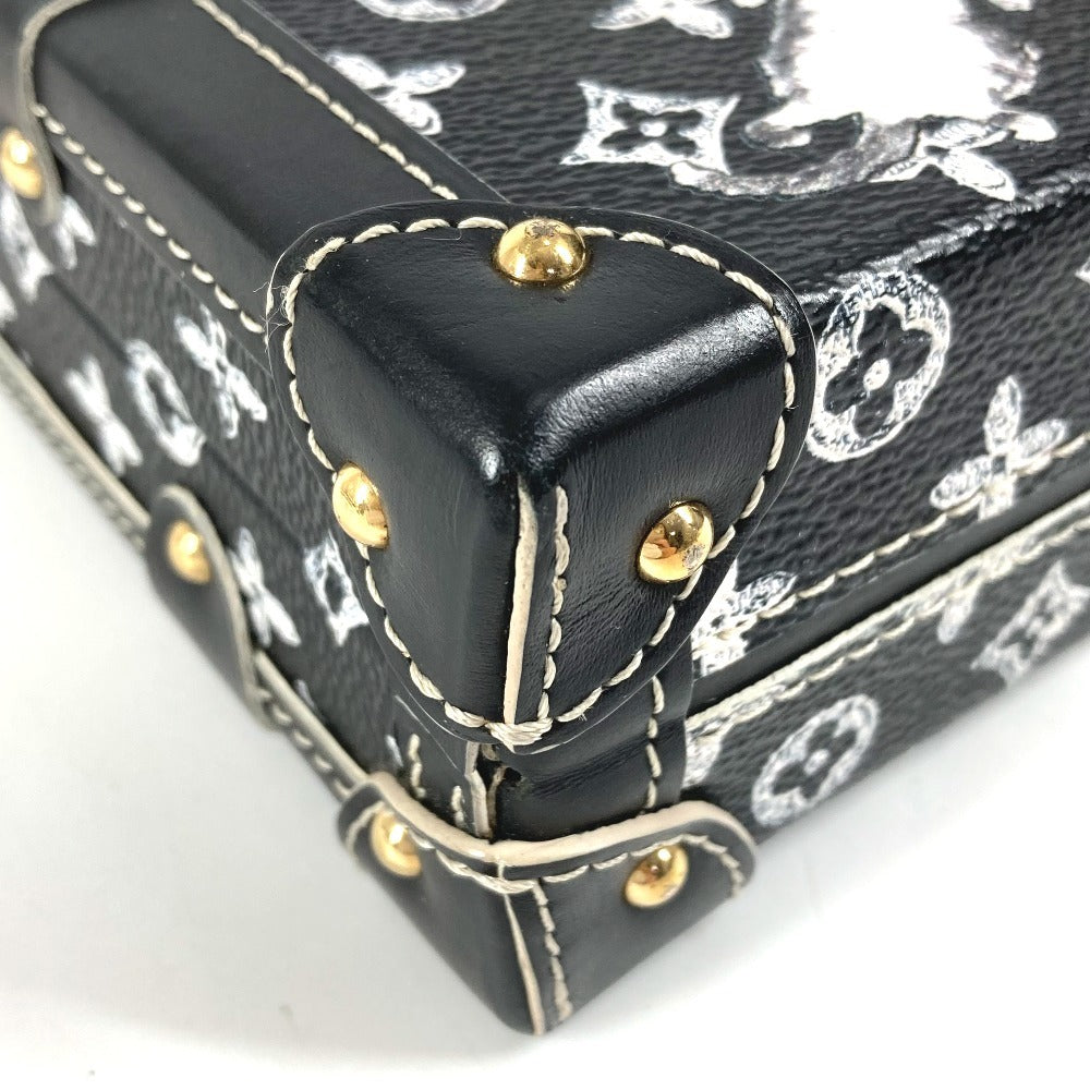 LOUIS VUITTON M44437 モノグラム キャットグラム 猫 プティットマル カバン 斜め掛け ボックスバッグ 2WAY クラッチバッグ ショルダーバッグ レザー ユニセックス ブラック