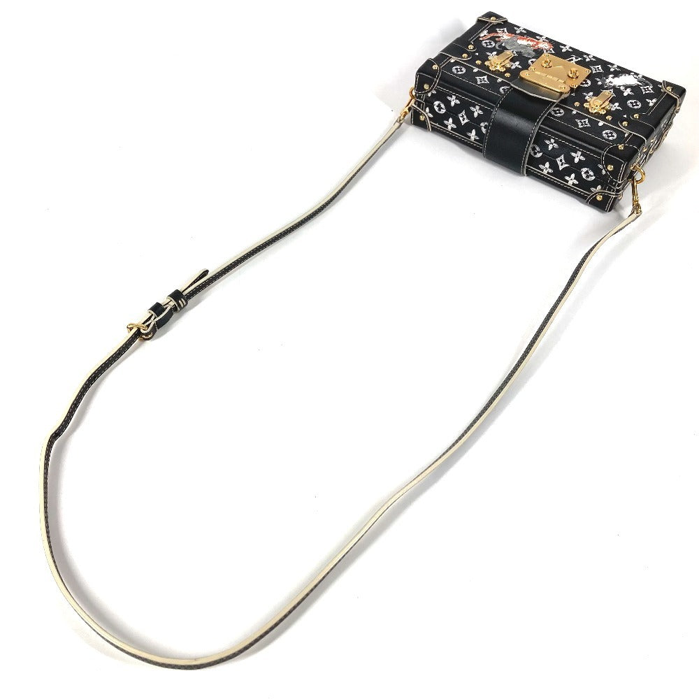 LOUIS VUITTON M44437 モノグラム キャットグラム 猫 プティットマル カバン 斜め掛け ボックスバッグ 2WAY クラッチバッグ ショルダーバッグ レザー ユニセックス ブラック