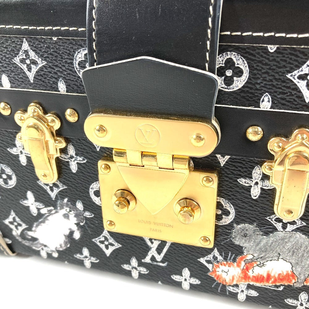 LOUIS VUITTON M44437 モノグラム キャットグラム 猫 プティットマル カバン 斜め掛け ボックスバッグ 2WAY クラッチバッグ ショルダーバッグ レザー ユニセックス ブラック