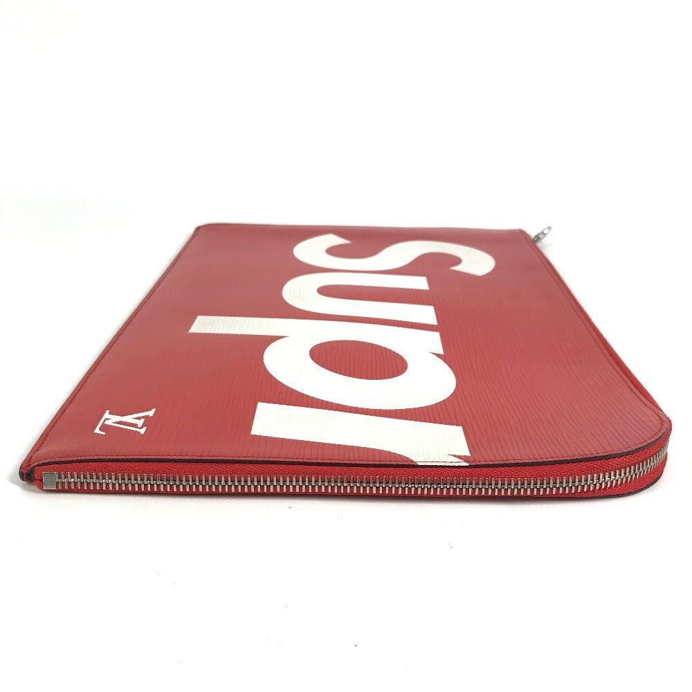 LOUIS VUITTON M67722 Epi Leather Pochette Jour GM, a Supreme collaboration clutch bag in red.