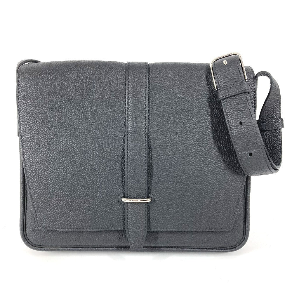 HERMES Steve Light Junior Crossbody Flap Bag Messenger Bag Shoulder Bag Togo Unisex Black