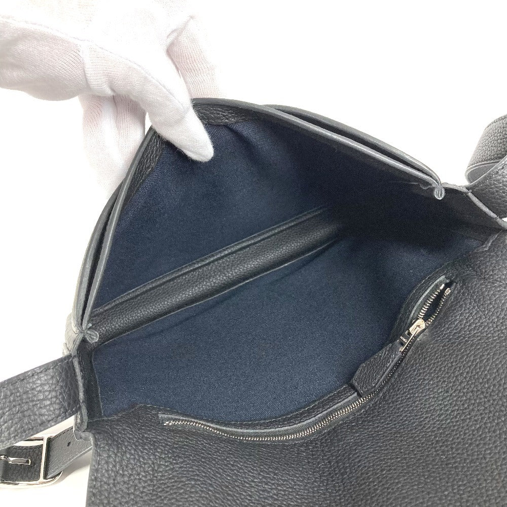 HERMES Steve Light Junior Crossbody Flap Bag Messenger Bag Shoulder Bag Togo Unisex Black