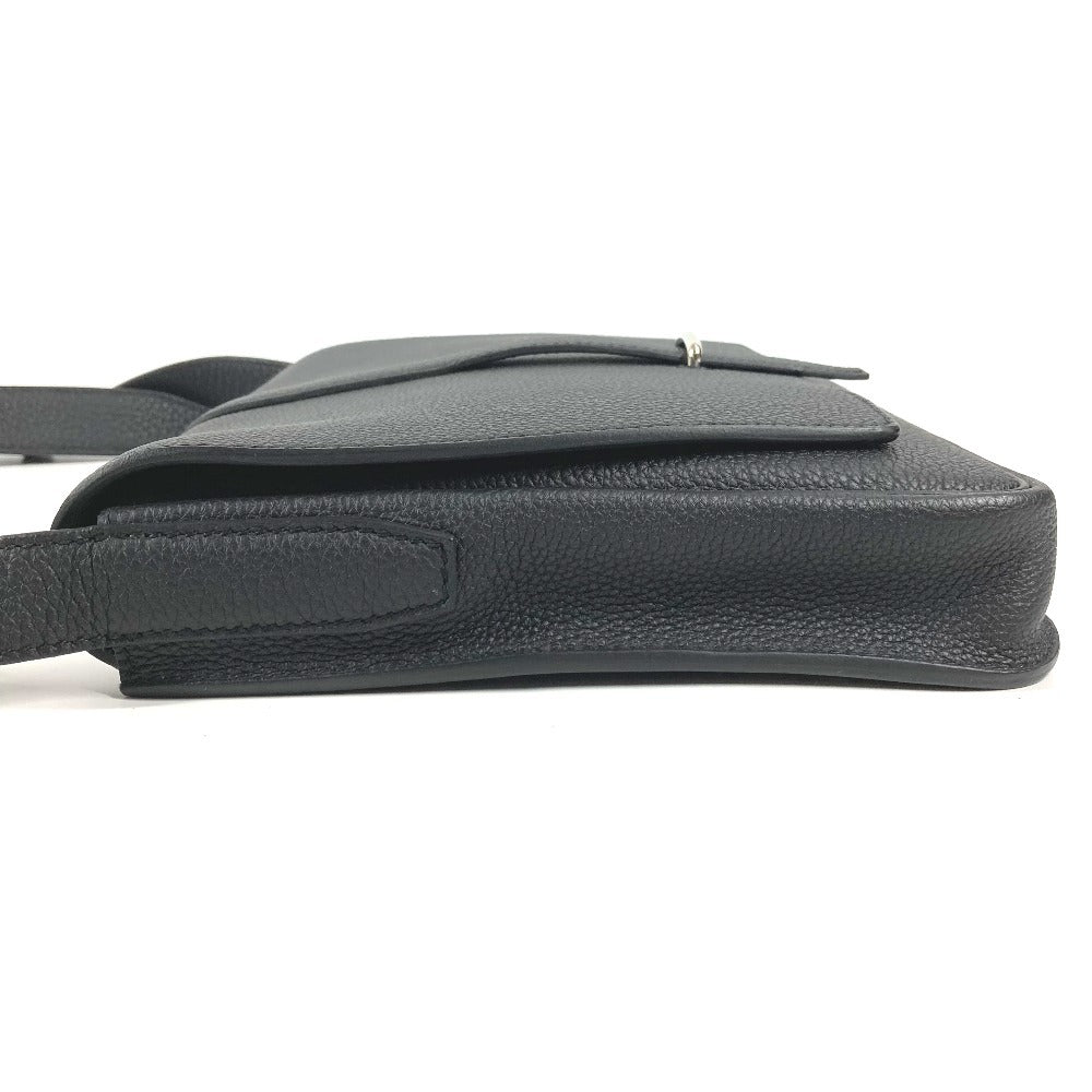 HERMES Steve Light Junior Crossbody Flap Bag Messenger Bag Shoulder Bag Togo Unisex Black
