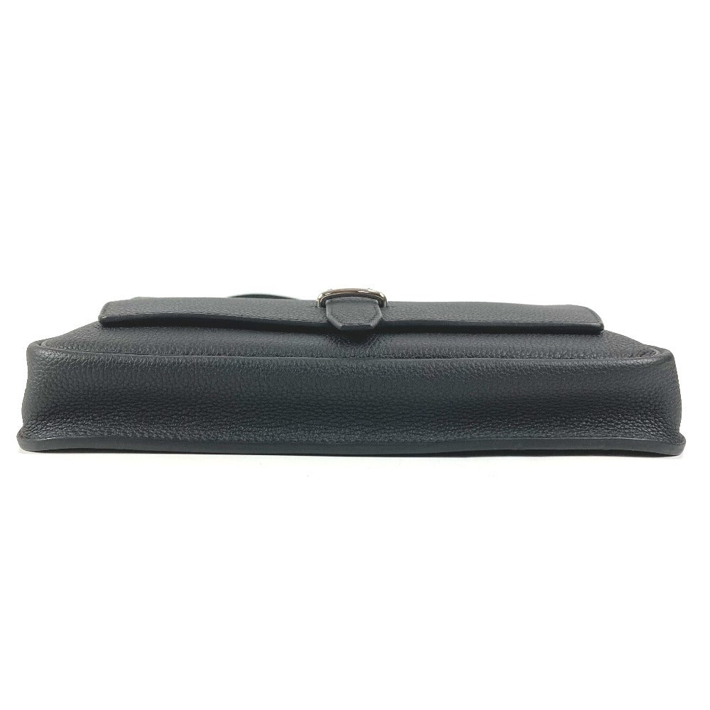 HERMES Steve Light Junior Crossbody Flap Bag Messenger Bag Shoulder Bag Togo Unisex Black