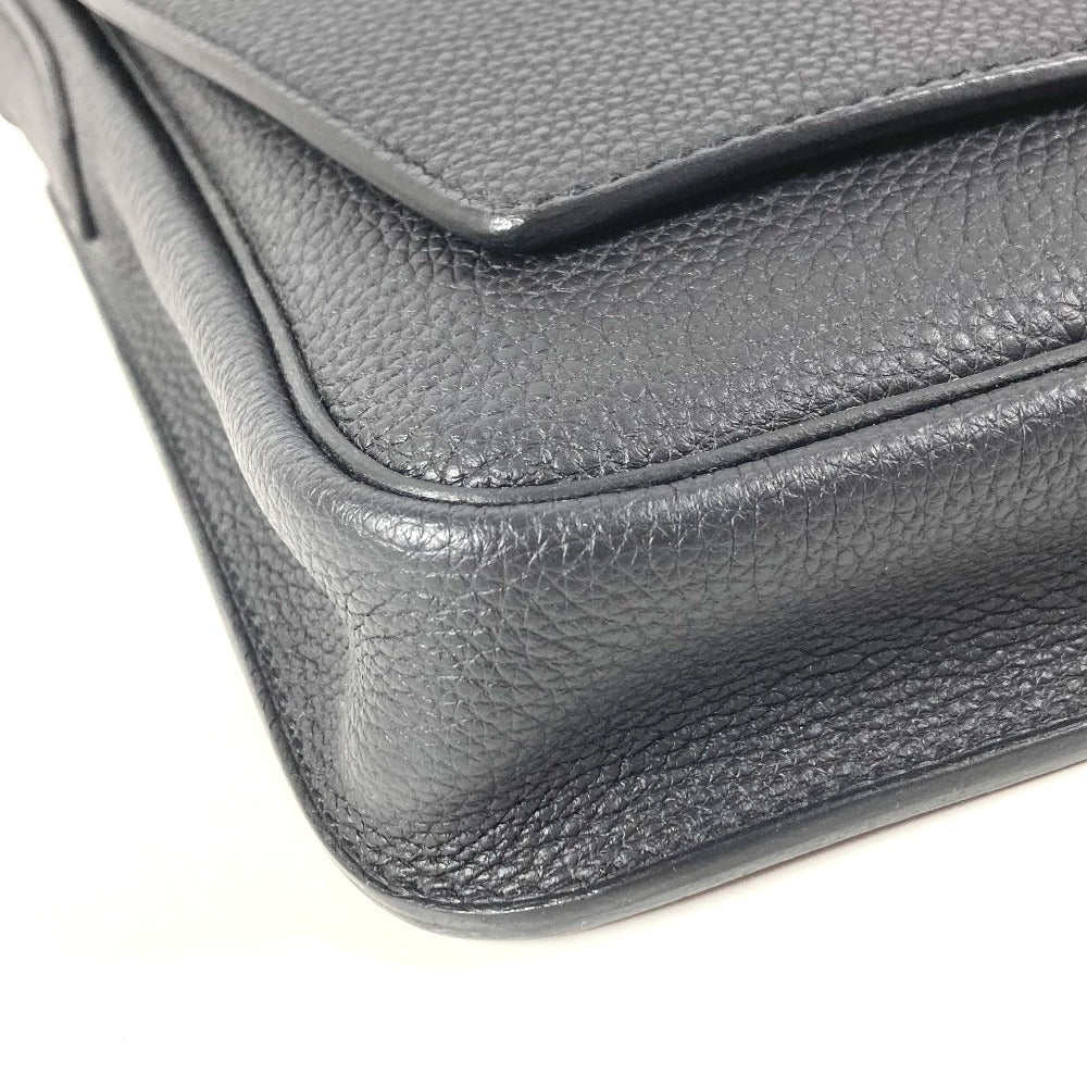 HERMES Steve Light Junior Crossbody Flap Bag Messenger Bag Shoulder Bag Togo Unisex Black