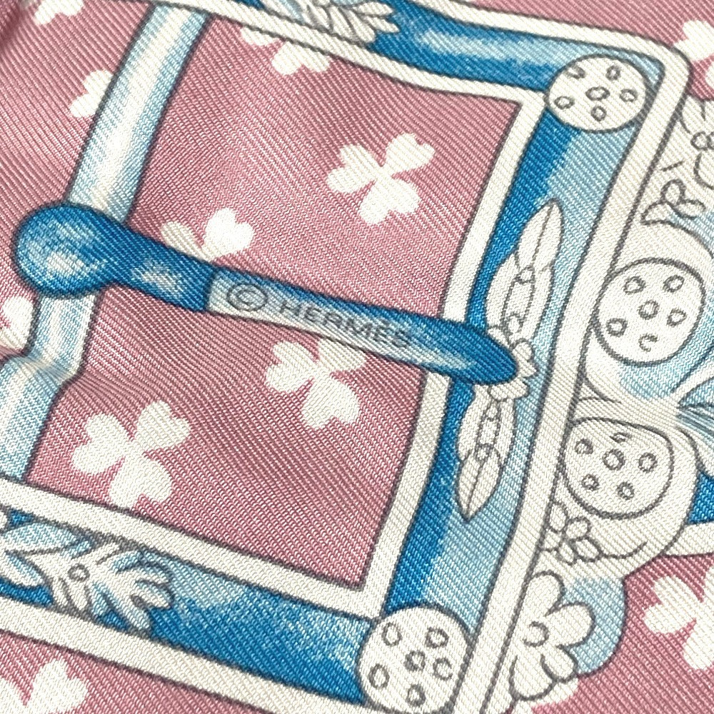 HERMES BOUCLES ET GALONS DU TSAR Tsar's Buckles and Braids Carre 90 Carre 90 Carre Wash Scarf Silk Unisex Pink