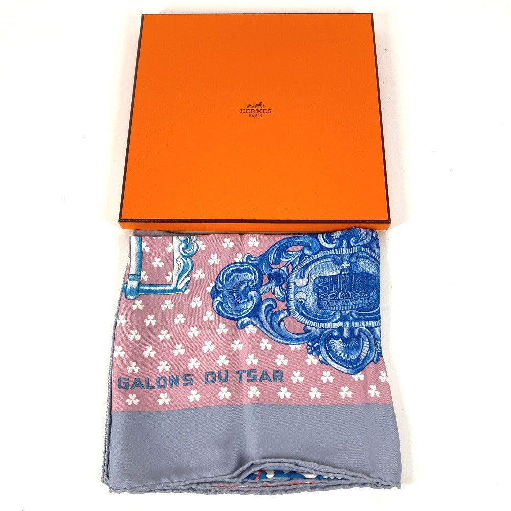 HERMES BOUCLES ET GALONS DU TSAR Tsar's Buckles and Braids Carre 90 Carre 90 Carre Wash Scarf Silk Unisex Pink