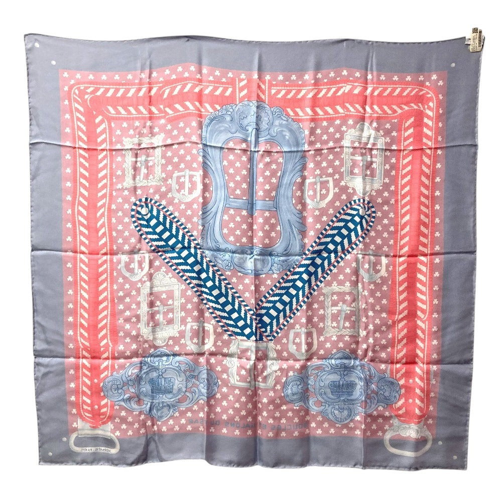 HERMES BOUCLES ET GALONS DU TSAR Tsar's Buckles and Braids Carre 90 Carre 90 Carre Wash Scarf Silk Unisex Pink