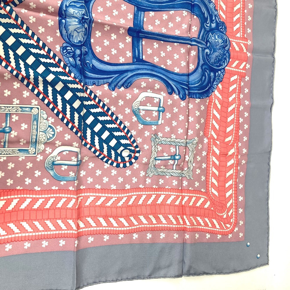 HERMES BOUCLES ET GALONS DU TSAR Tsar's Buckles and Braids Carre 90 Carre 90 Carre Wash Scarf Silk Unisex Pink