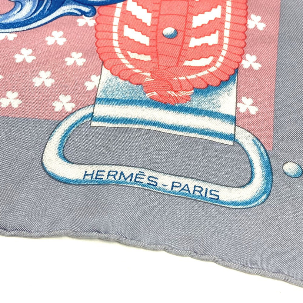 HERMES BOUCLES ET GALONS DU TSAR Tsar's Buckles and Braids Carre 90 Carre 90 Carre Wash Scarf Silk Unisex Pink