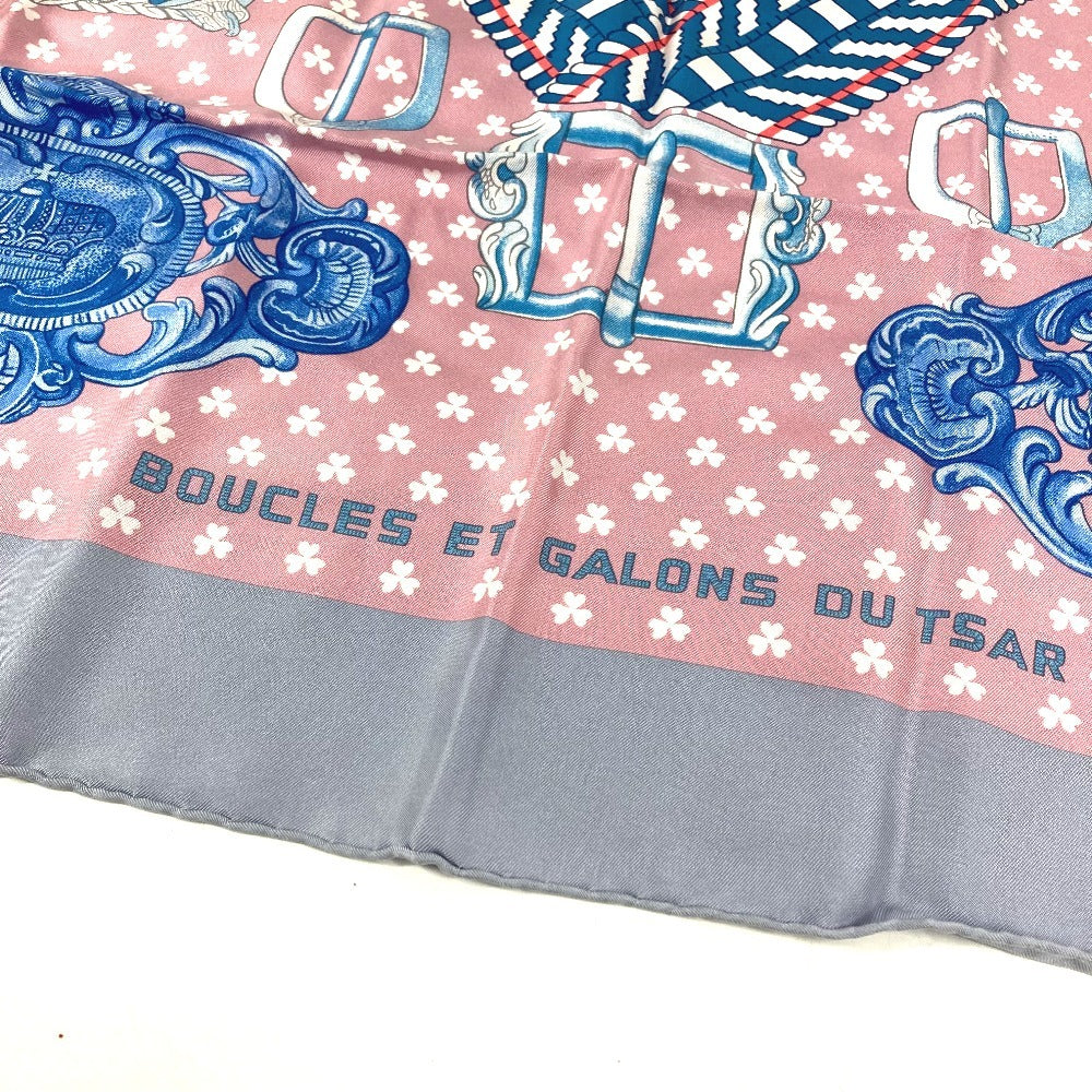 HERMES BOUCLES ET GALONS DU TSAR Tsar's Buckles and Braids Carre 90 Carre 90 Carre Wash Scarf Silk Unisex Pink
