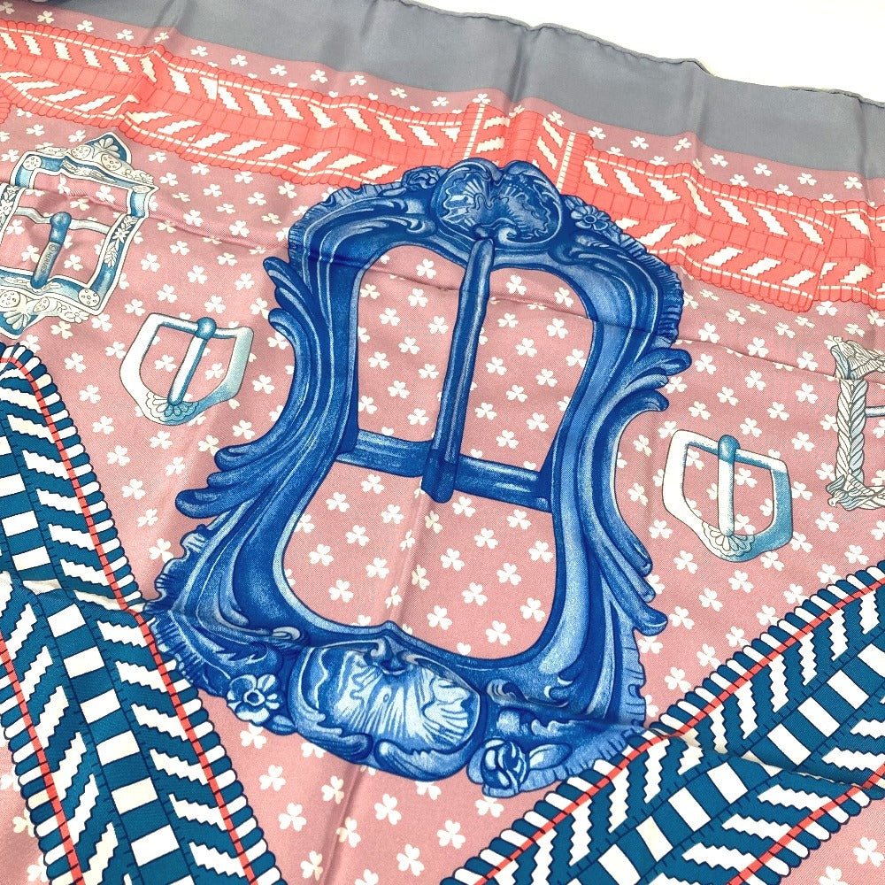 HERMES BOUCLES ET GALONS DU TSAR Tsar's Buckles and Braids Carre 90 Carre 90 Carre Wash Scarf Silk Unisex Pink