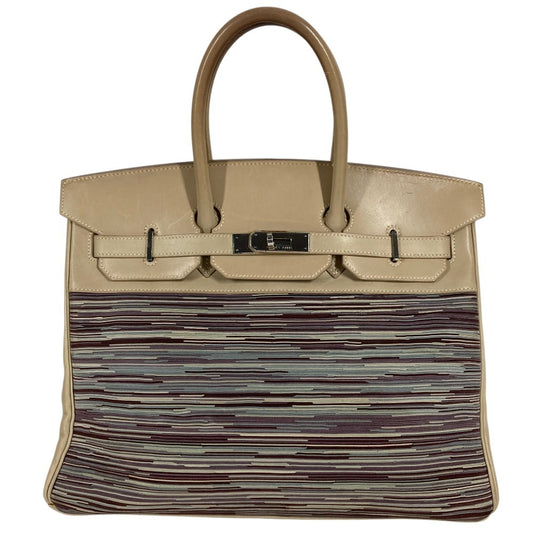 HERMES Birkin35 Birkin 35 Bag Tote Bag Hand Bag Leather WhiteBased x Multicolore/SilverHardware Used