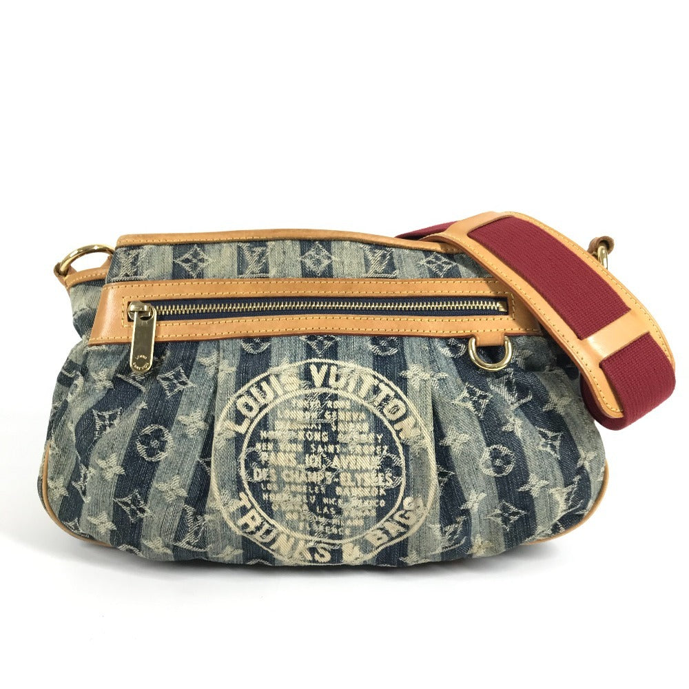 LOUIS VUITTON M95334 Monogram Denim Porte Épaule Rayures MM Shoulder Bag Monogram Denim Canvas Unisex Blue