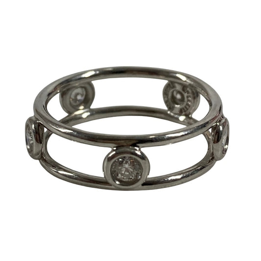 TIFFANY&Co. 5P Diamond By the Yard Double Wire Ring Accessory Jewelry Platinum Ring Pt950 Women's Silver
