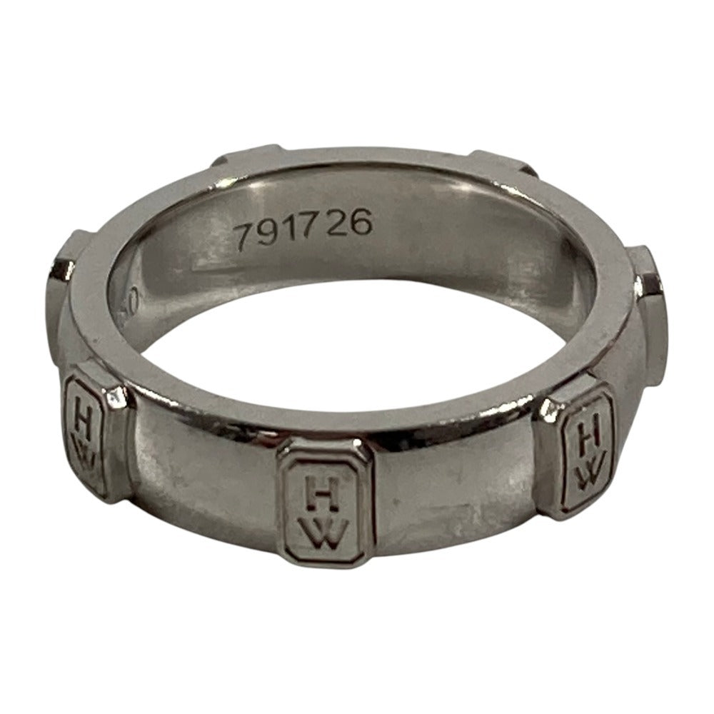 HARRY WINSTON 1P ダイヤ ダイヤモンド HW ロゴ バンド リング アクセサリー ジュエリー 金 K18 18K リング・指輪 Au750 レディース シルバー