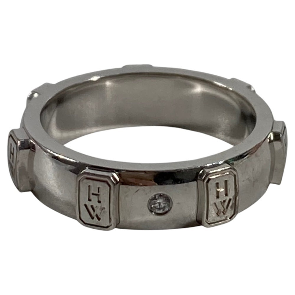 HARRY WINSTON 1P ダイヤ ダイヤモンド HW ロゴ バンド リング アクセサリー ジュエリー 金 K18 18K リング・指輪 Au750 レディース シルバー