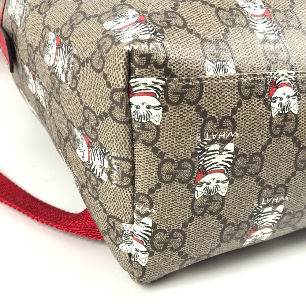 GUCCI 782708 GG Supreme Cat Backpack GG Supreme Canvas Kids Beige