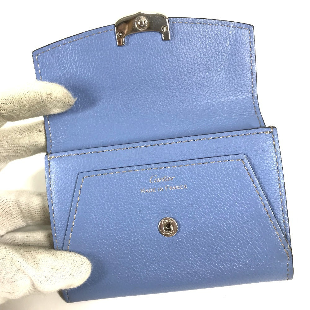 CARTIER Wallet, Coin Purse, Card Holder, Business Card Holder, Pass Case, Coin Case, Leather, Unisex, Blue