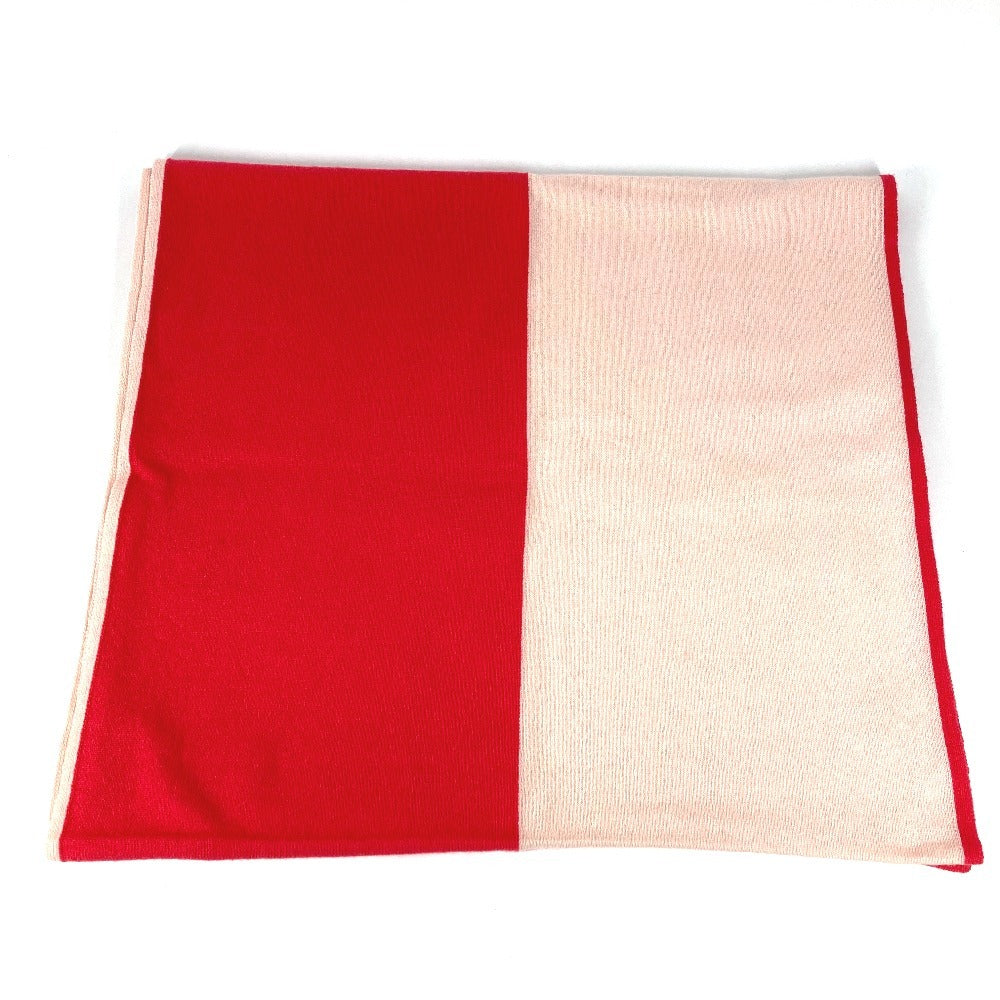 CHANEL 19C CC Coco Mark Logo Bicolor Stole Shawl Scarf Cashmere Unisex Pink