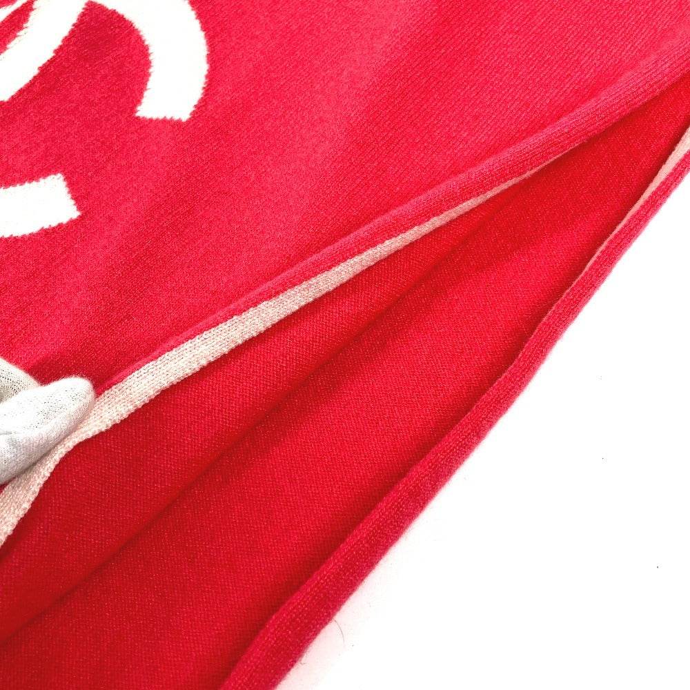 CHANEL 19C CC Coco Mark Logo Bicolor Stole Shawl Scarf Cashmere Unisex Pink