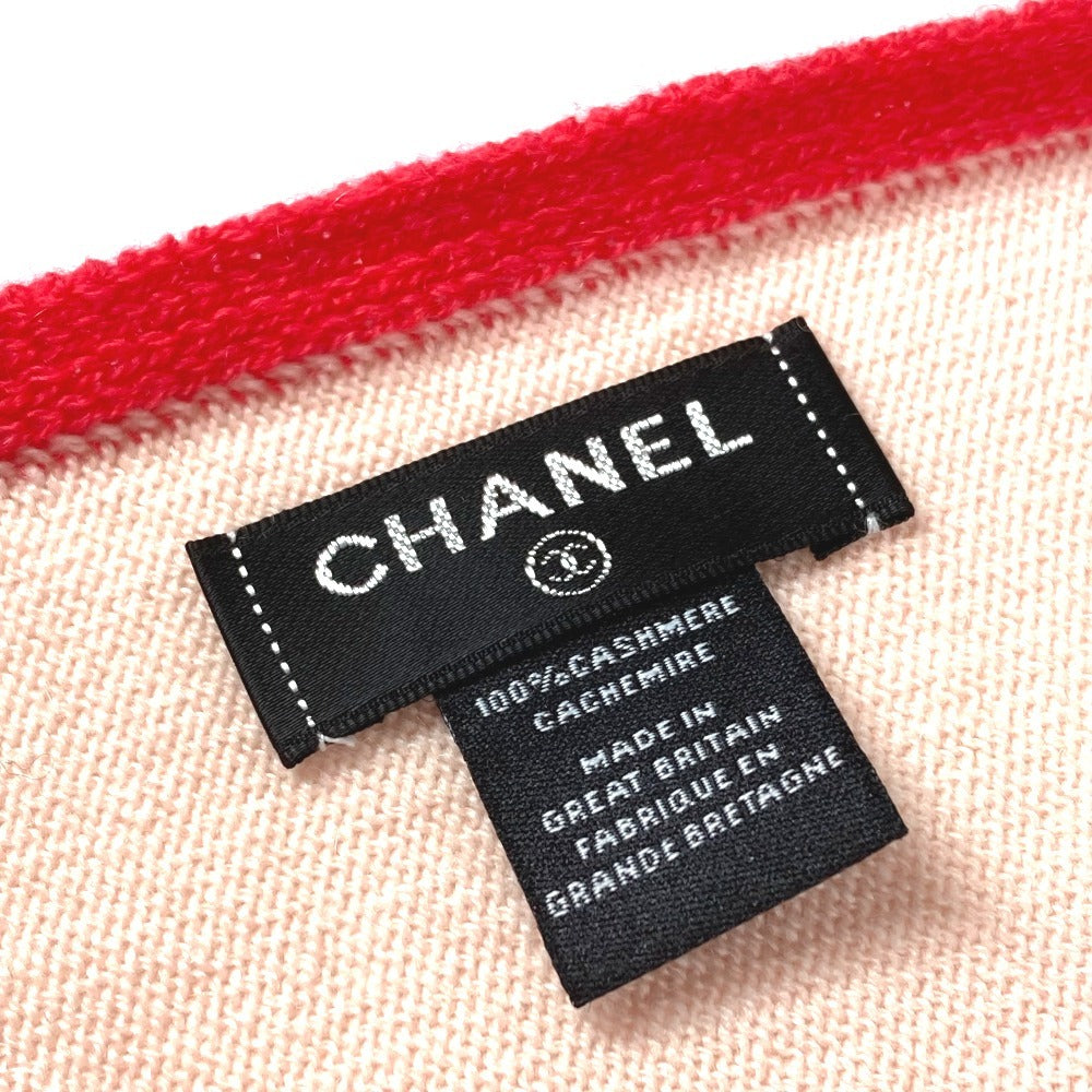 CHANEL 19C CC Coco Mark Logo Bicolor Stole Shawl Scarf Cashmere Unisex Pink