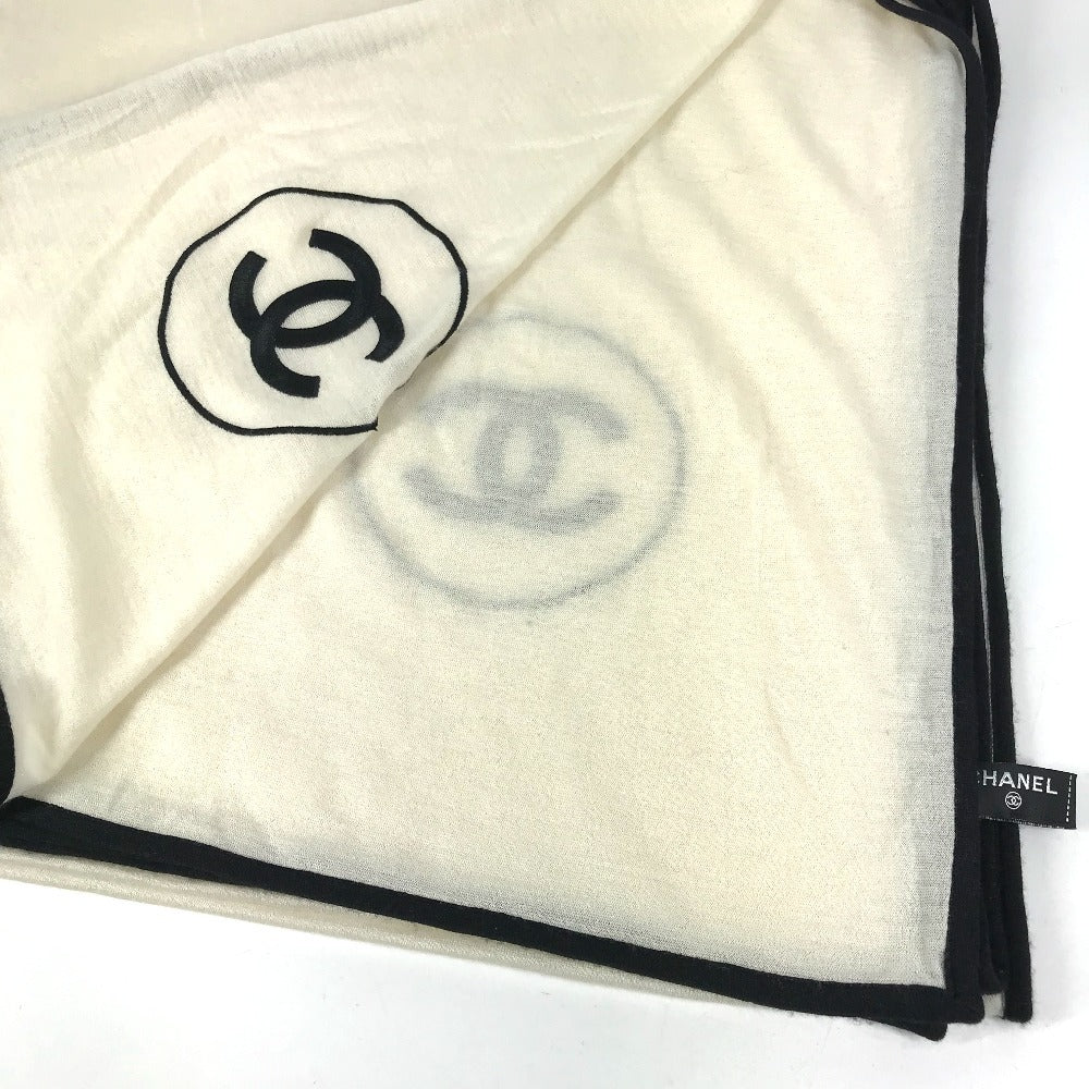 CHANEL 23V ストール CC ココマーク ロゴ 大判 ショール マフラー バイカラー ストール カシミヤ ユニセックス ホワイト