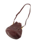 CARTIER Vintage Logo Must Line Bag Crossbody Drawstring Bag Shoulder Bag Leather Unisex Wine Red