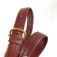 CARTIER Vintage Logo Must Line Bag Crossbody Drawstring Bag Shoulder Bag Leather Unisex Wine Red