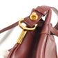 CARTIER Vintage Logo Must Line Bag Crossbody Drawstring Bag Shoulder Bag Leather Unisex Wine Red