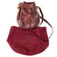 CARTIER Vintage Logo Must Line Bag Crossbody Drawstring Bag Shoulder Bag Leather Unisex Wine Red