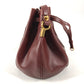 CARTIER Vintage Logo Must Line Bag Crossbody Drawstring Bag Shoulder Bag Leather Unisex Wine Red