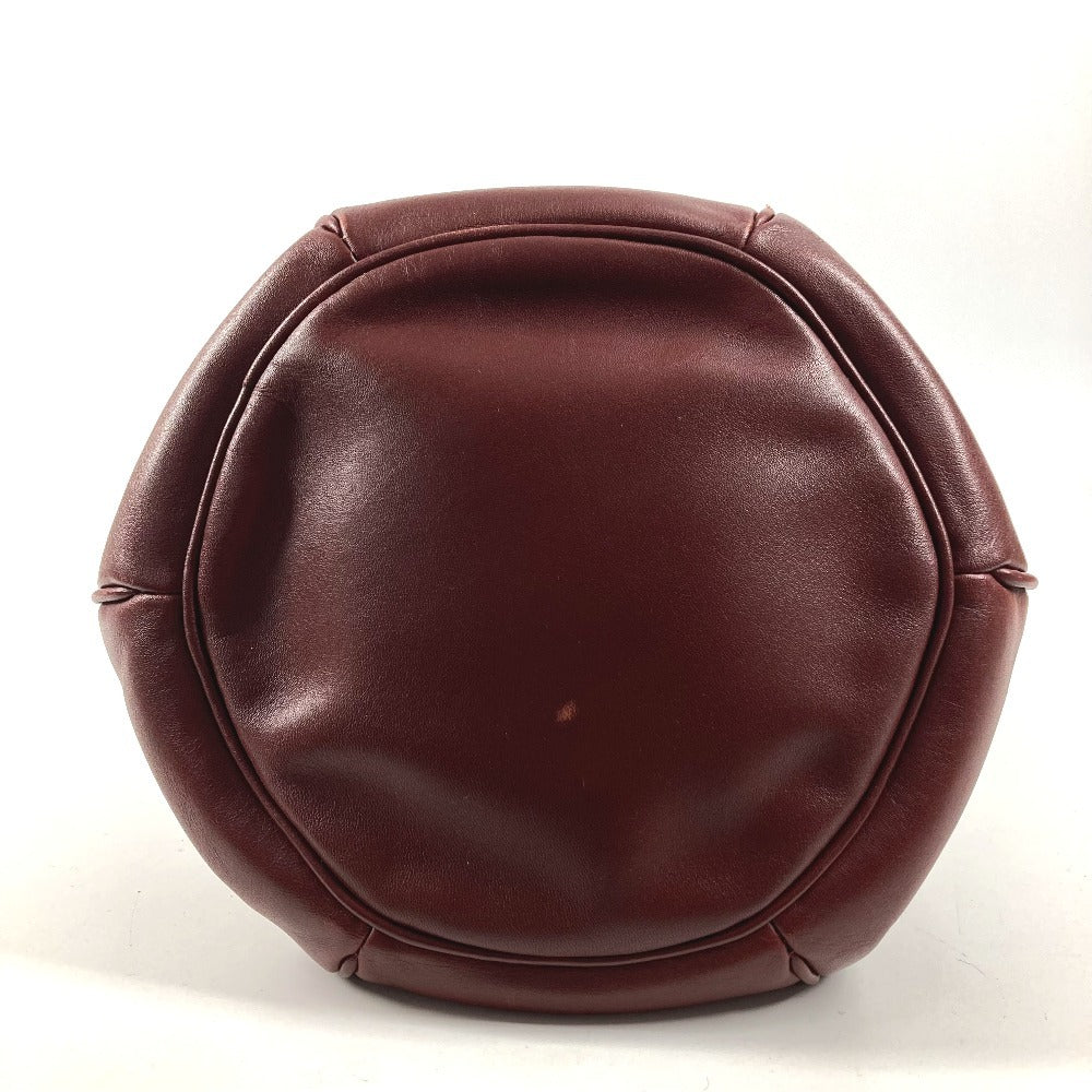 CARTIER Vintage Logo Must Line Bag Crossbody Drawstring Bag Shoulder Bag Leather Unisex Wine Red