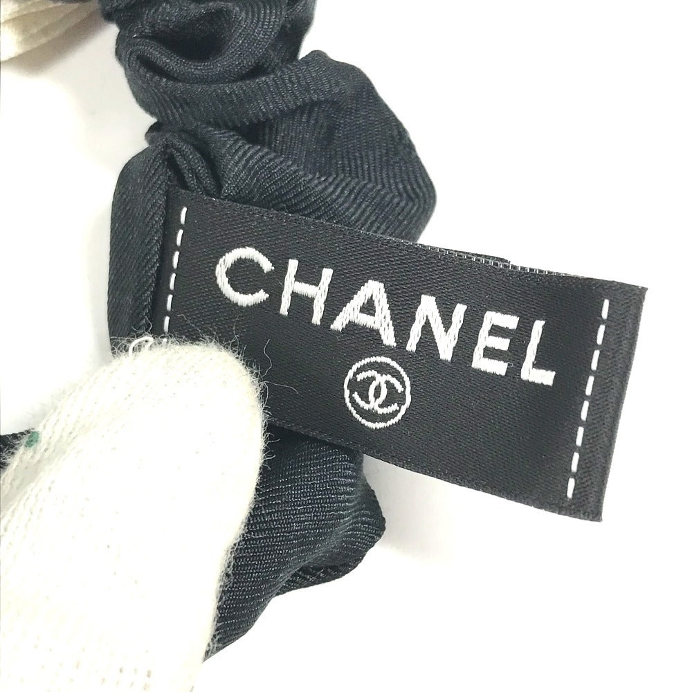 CHANEL AA7530 ヴィンテージ CC ココマーク ロゴ りぼん リボン ヘアアクセサリー ヘアゴム シュシュ シルク レディース ブラック