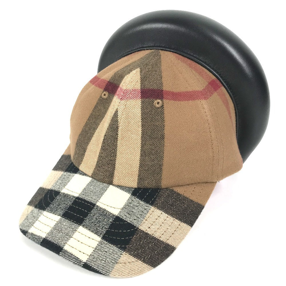 BURBERRY 8060168 ヘッドバンド付き カチューシャ チェック 帽子 キャップ帽 ベースボール キャップ レザー ユニセックス ブラウン
