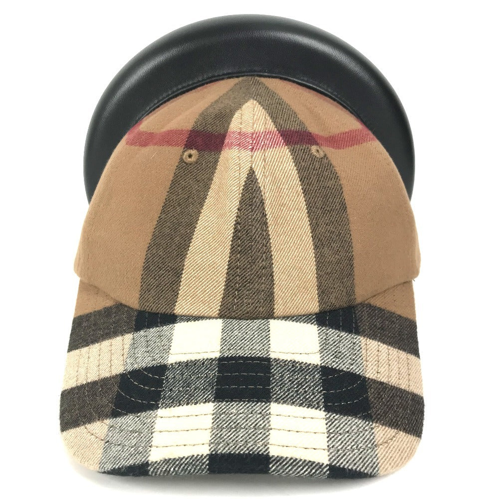 BURBERRY 8060168 ヘッドバンド付き カチューシャ チェック 帽子 キャップ帽 ベースボール キャップ レザー ユニセックス ブラウン