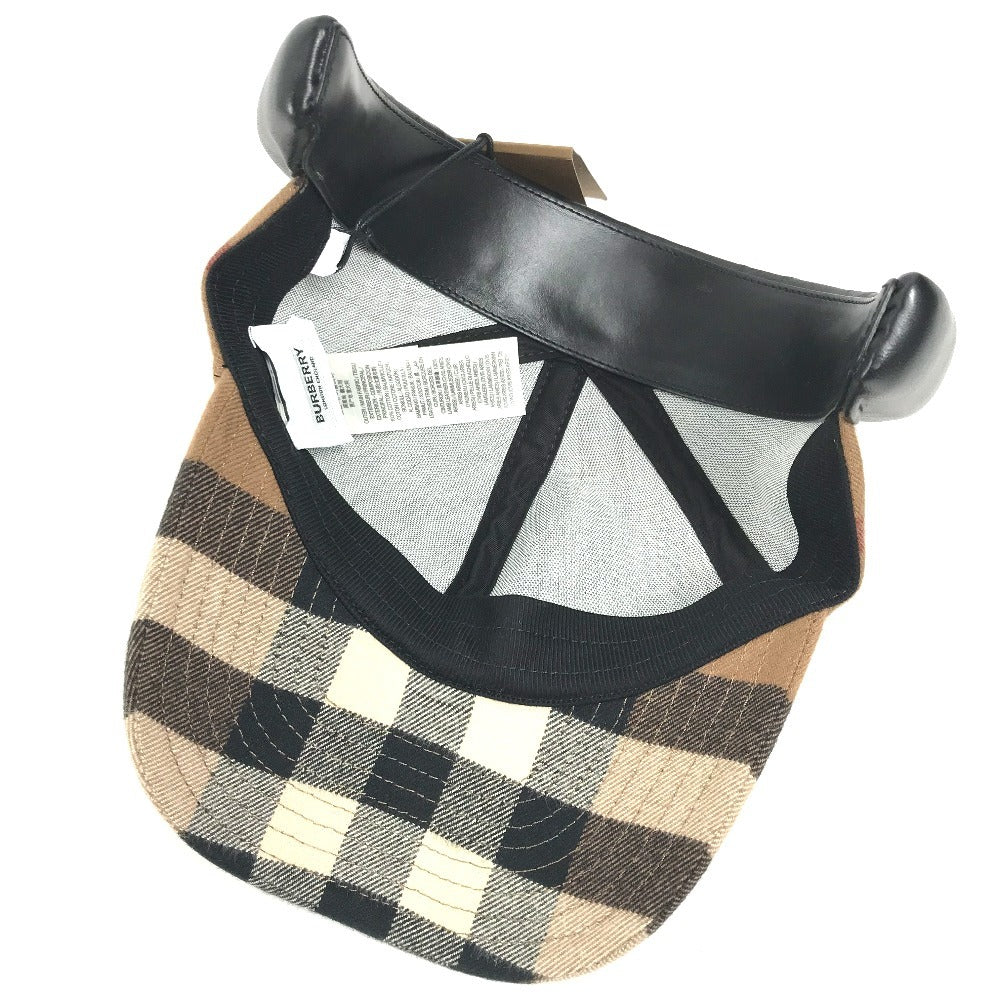 BURBERRY 8060168 ヘッドバンド付き カチューシャ チェック 帽子 キャップ帽 ベースボール キャップ レザー ユニセックス ブラウン