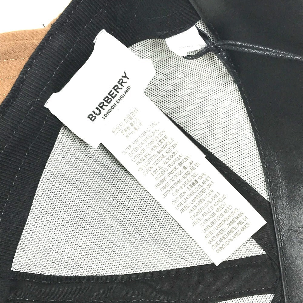 BURBERRY 8060168 ヘッドバンド付き カチューシャ チェック 帽子 キャップ帽 ベースボール キャップ レザー ユニセックス ブラウン
