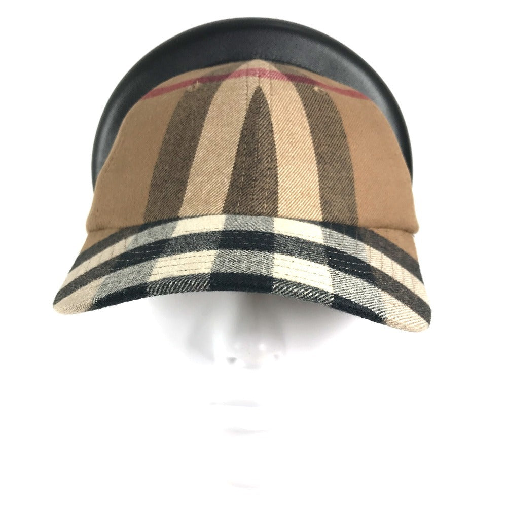 BURBERRY 8060168 ヘッドバンド付き カチューシャ チェック 帽子 キャップ帽 ベースボール キャップ レザー ユニセックス ブラウン