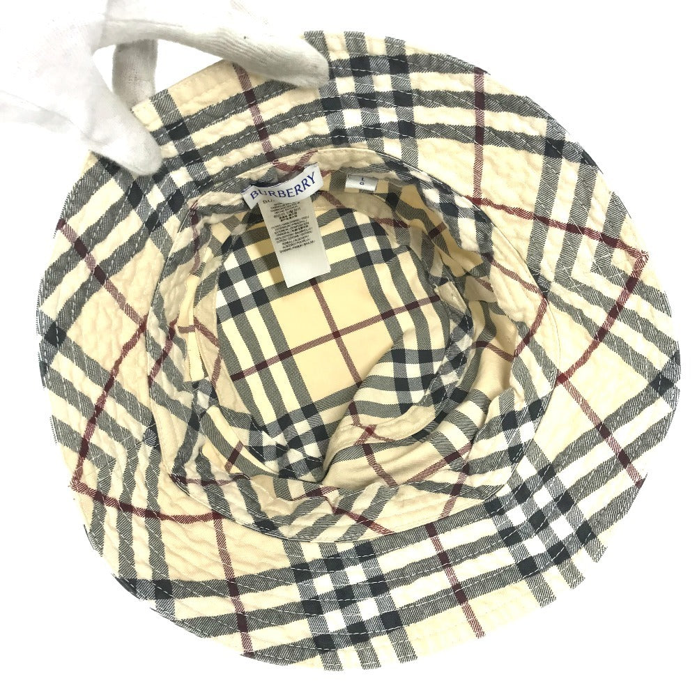 BURBERRY 8075650 Check Hat Bucket Hat Bob Hat Cotton Women's Beige